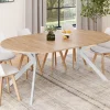 Table à manger ronde extensible 110-200 cm 4-10 personnes bois et blanc pied araignée