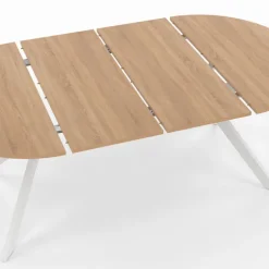 Table à manger ronde extensible 110-200 cm 4-10 personnes bois et blanc pied araignée