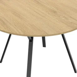 Table à manger ronde extensible 110-150 cm 4-8 personnes bois et noir design industriel