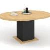 Table à manger ronde extensible 4-8 personnes noir et bois