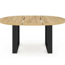 Table à manger ronde extensible bois et noir 4-6 personnes