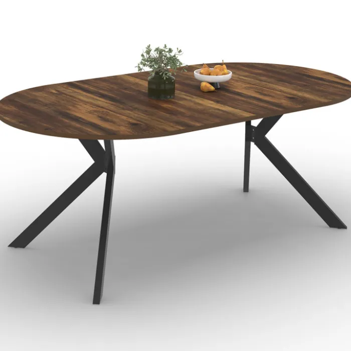 Table à manger ronde extensible de 110-200 cm pour 10 personnes en bois