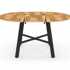 Table à manger ronde extensible bois et métal noir