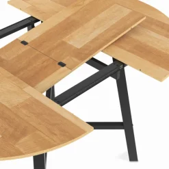Table à manger ronde extensible bois et métal noir