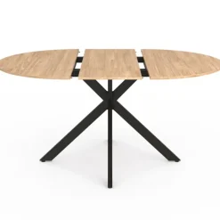 Table à manger ronde extensible noir et bois pour 6-8 personnes
