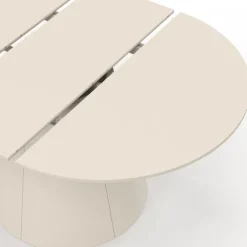Table à manger ronde extensible 6 personnes bois beige 110-150 cm