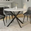 Table à manger ronde plateau effet terrazzo et noir 110 cm