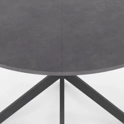 Table à manger ronde plateau effet béton 110 cm pied araignée gris anthracite 6 personnes