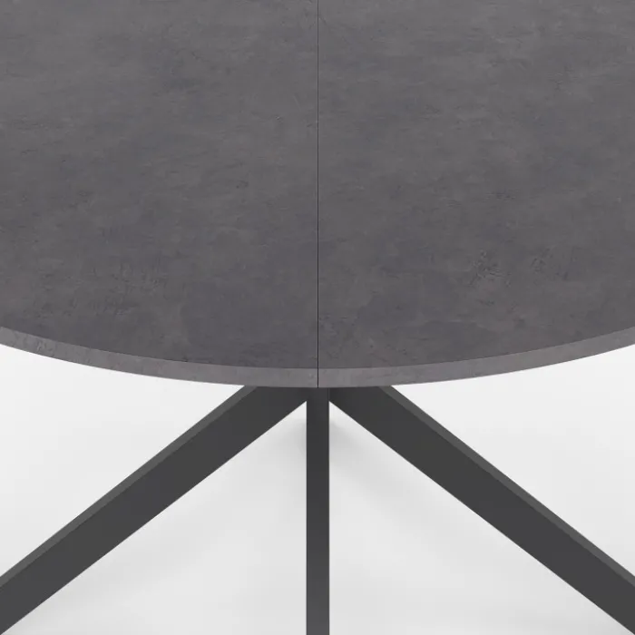 Table à manger ronde plateau effet béton 110 cm pied araignée gris anthracite 6 personnes