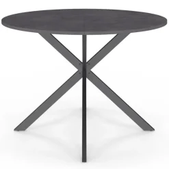 Table à manger ronde plateau effet béton 110 cm pied araignée gris anthracite 6 personnes
