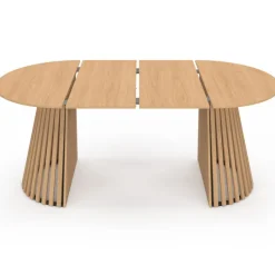 Table à manger ronde pour 10 personnes avec pied en bois en 110-200 cm