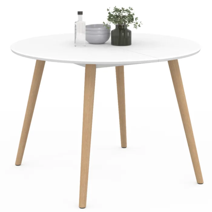 Table à manger ronde scandinave 110 cm blanc