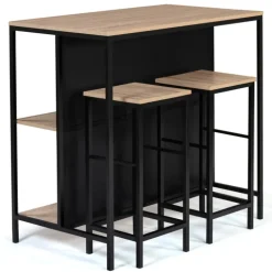 Table bar industriel 2 tabourets