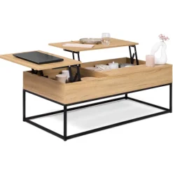 Table basse avec 2 plateaux relevables style industriel
