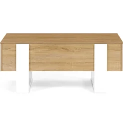 Table basse bois et blanc avec plateau relevable