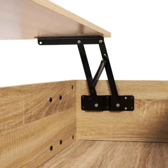 Table basse bois et blanc avec plateau relevable