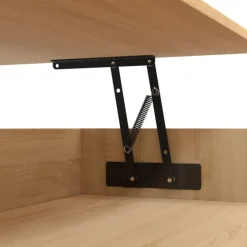 Table basse carrée bois et noir avec plateau relevable