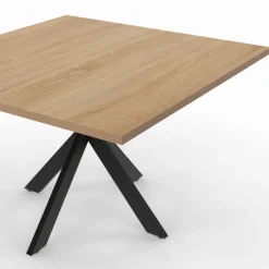Table basse carrée pied araignée 70 cm bois et noir