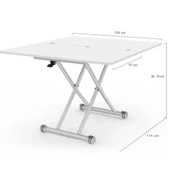 Table basse convertible en table à manger blanche