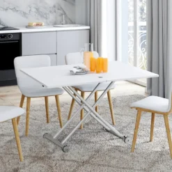 Table basse convertible en table à manger blanche