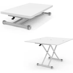 Table basse convertible en table à manger blanche