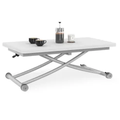 Table basse convertible en table à manger blanche