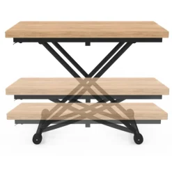 Table basse convertible en table à manger industrielle