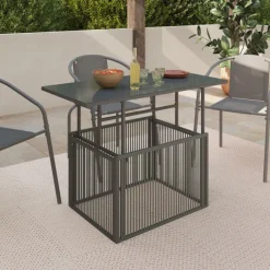 Table basse de jardin relevable rectangulaire 100 cm RIO structure métal et cordage gris anthracite