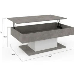 Table basse effet béton et blanc