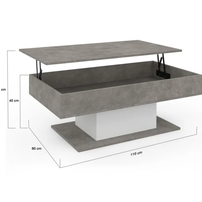 Table basse effet béton et blanc