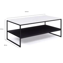 Table basse effet marbre double plateau