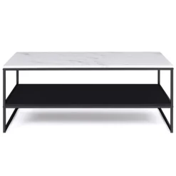 Table basse effet marbre double plateau