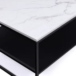 Table basse effet marbre double plateau