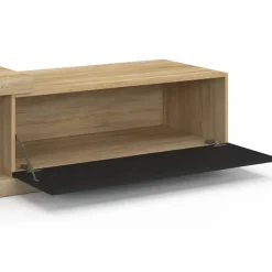 Table basse extensible rectangulaire 100-130 cm 1 porte bois et noir