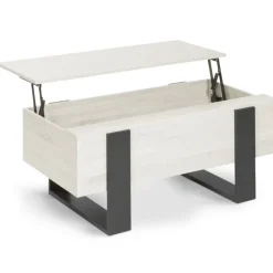 Table basse industrielle relevable bois gris