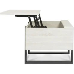 Table basse industrielle relevable bois gris