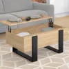 Table basse industrielle relevable bois et noir