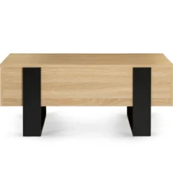 Table basse industrielle relevable bois et noir