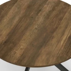 Table basse industrielle ronde 70 cm pied araignée noir bois foncé