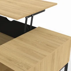 Table basse industrielle avec rangement et plateau relevable noir