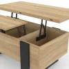 Table basse industrielle convertible en table à manger bois et noir