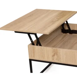 Table basse industrielle carrée avec plateau relevable