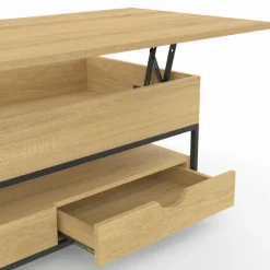 Table basse industrielle rectangulaire plateau relevable