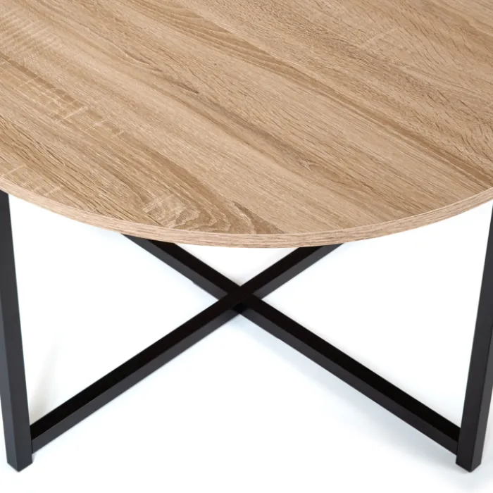 Table basse industrielle ronde bois et métal