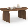 Table basse japandi ovale 110 cm bois effet noyer
