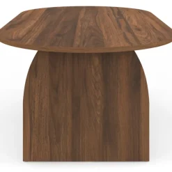 Table basse japandi ovale 110 cm bois effet noyer