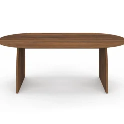 Table basse japandi ovale 110 cm bois effet noyer