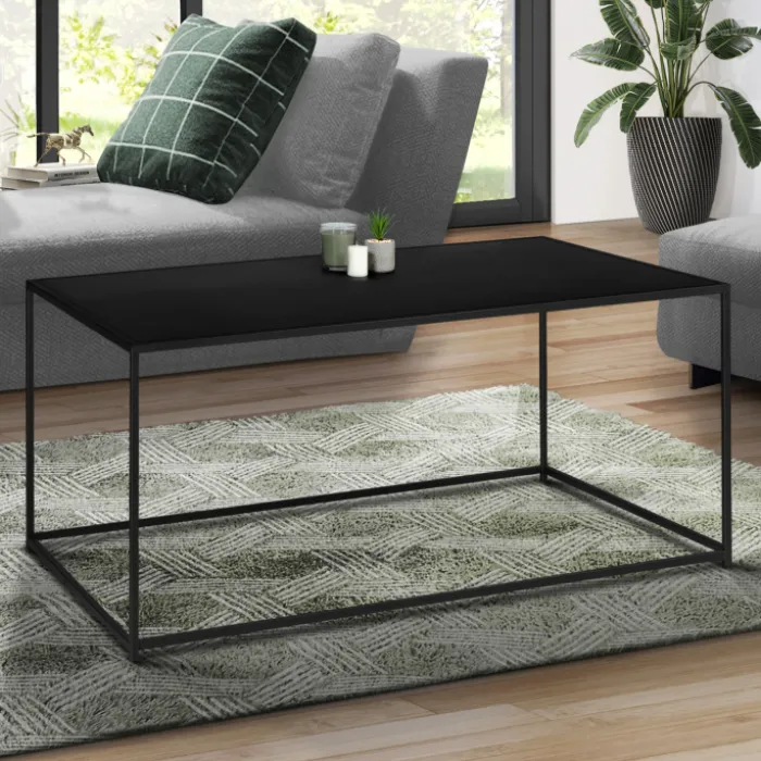 Table basse métal noir mat 113 cm