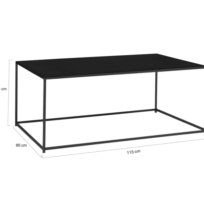 Table basse métal noir mat 113 cm