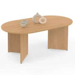Table basse ovale 110 cm bois effet hêtre